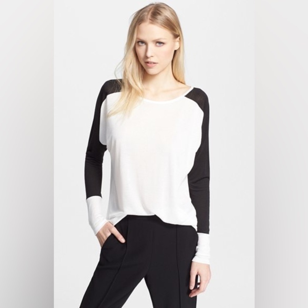 NWT Vince Colorblock Long Sleeve Top Blouse size Large